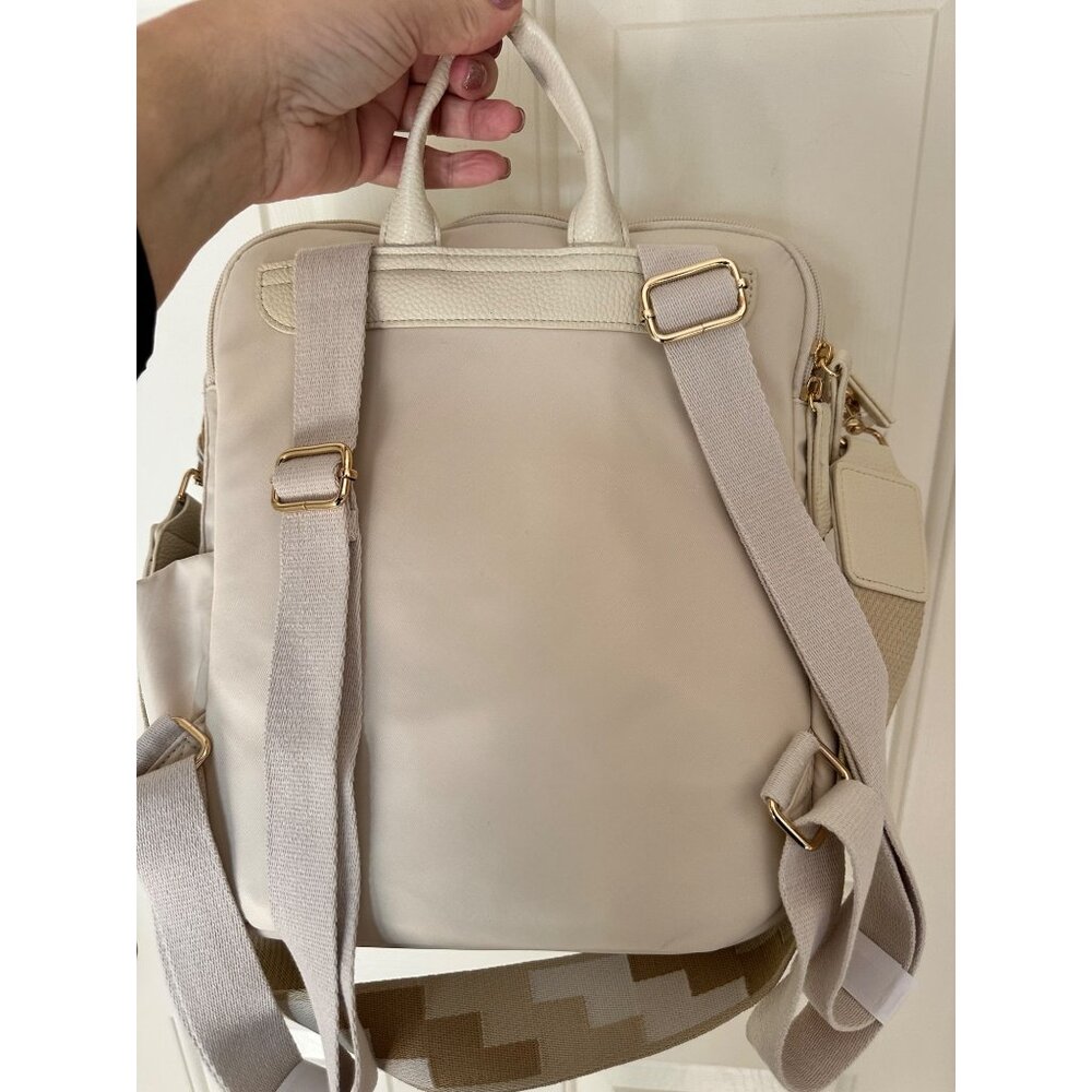 New Haute Hippie Off White On the Go Backpack W Adjustable Straps & Gold Accents - Picture 11 of 16